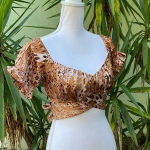 LF Indikah Push Up Leopard Corset Top